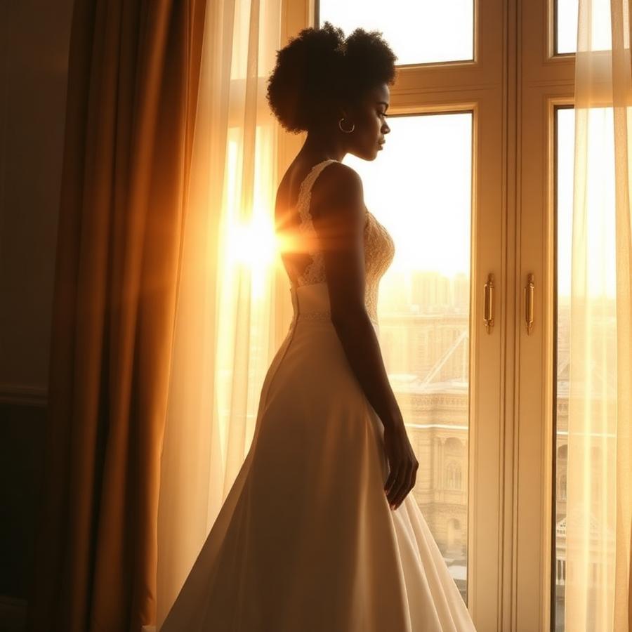Bride in window light